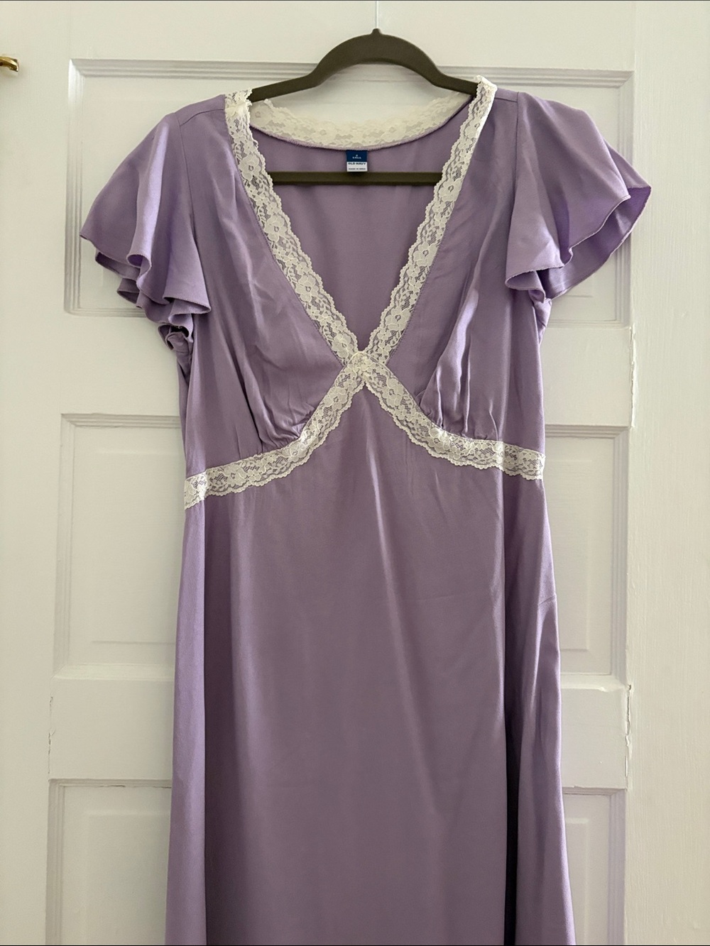 Old Navy Lavender Midi Dress with White Lace Trim